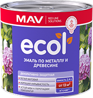 Эмаль ECOL по металлу и древесине белая матовая ПФ-115С